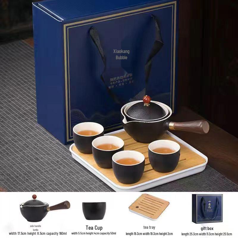 Portable Ceramic Travel Tea Set with Automatic Kung Fu Tea Maker - Business Gift