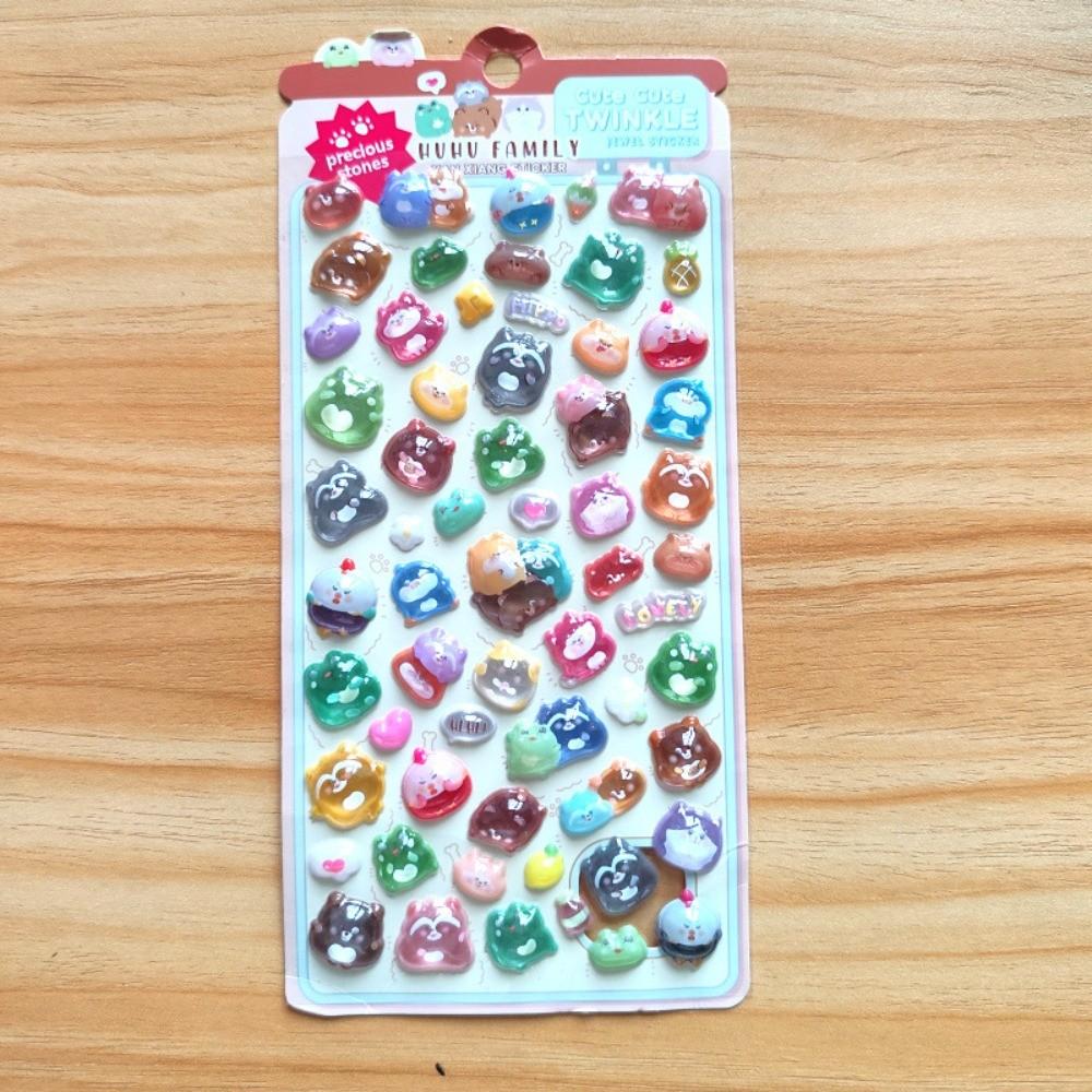 4-Piece 3D Embossed Kawaii Animal Stickers - Kids' Cartoon DIY Decor for Phones Notebooks & Backpacks BulingBulingStickers Store