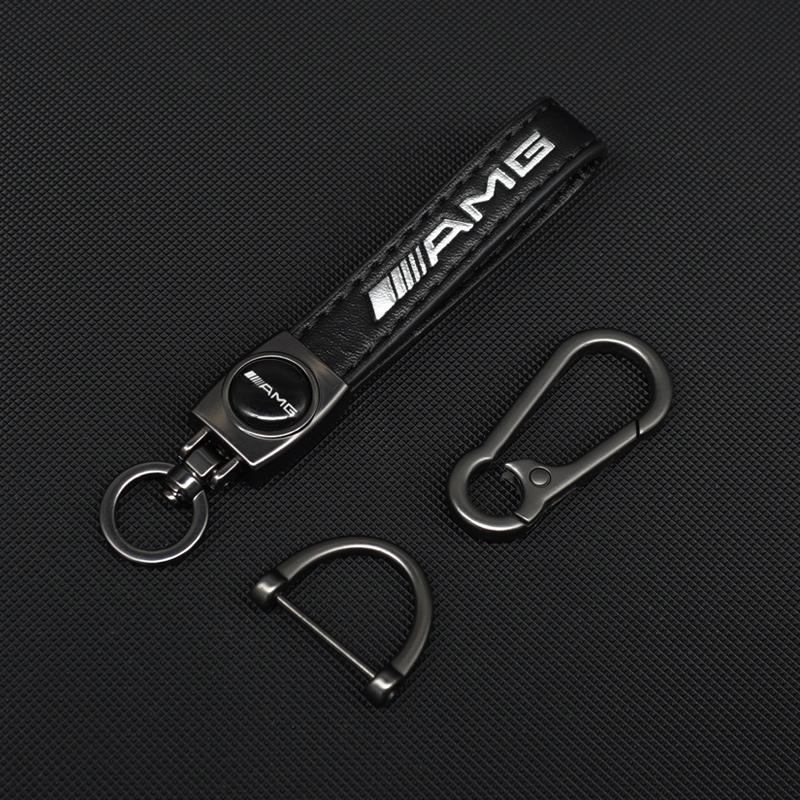 Auto Carbon Leather AMG Logo Keyring Luxury Car Keychain For Mercedes Benz W203 W204 W205 W176 W166 W212 213 CLS GLK ML A Class QY1