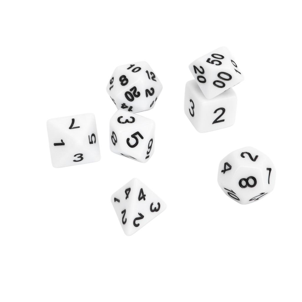 21Pcs Multi Sided Dice Set Waterproof Safe Practical Puzzle Tabletop Game Polyhedral Dice Kit White