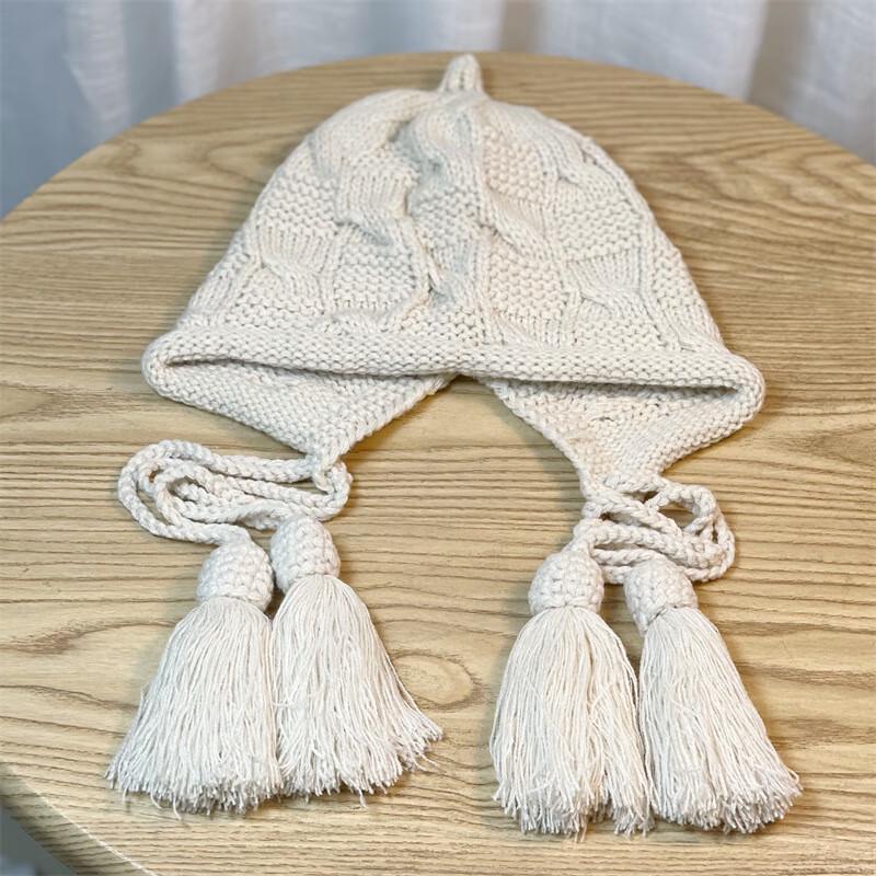 Japanese Style Knitted Tassel Beanie Adult One Size (54-60cm)