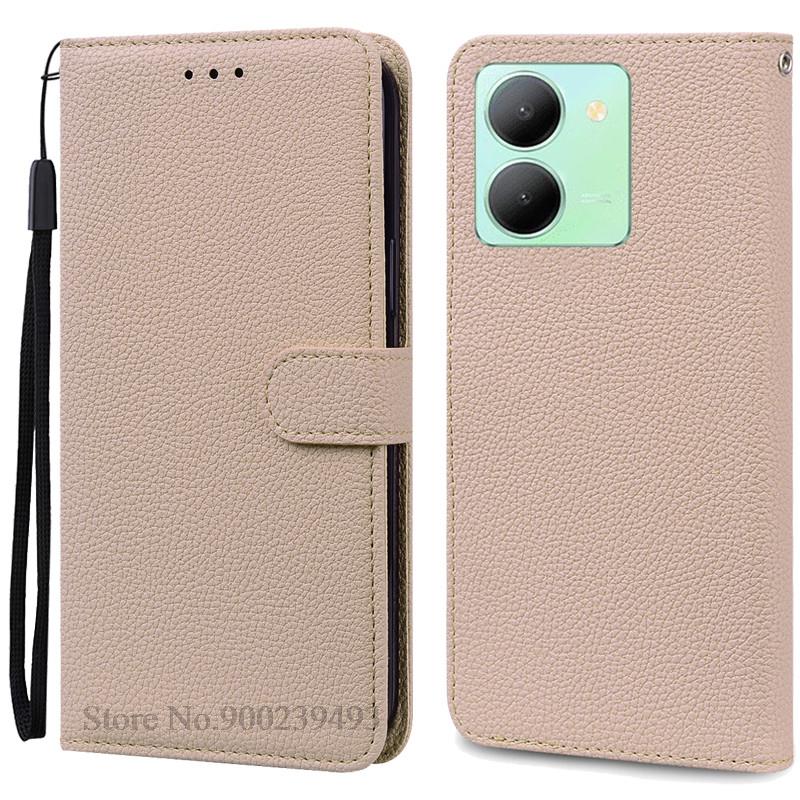 

Чехол Y36 для Vivo Y36, мягкий силиконовый чехол для задней крышки телефона Vivo Y36 5G, кожаный чехол-книжка для VIVOY36 Y 36 for Vivo Y36 4G 5G бежевый