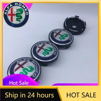 Autocollants de Voiture Pour Alfa Romeo 4pcs 60mm Pour Alfa Romeo Quadrifoglio 159 156 147 166 Sportiva Stelvio GT Mito Emblème Cache-moyeux Auto Décorat