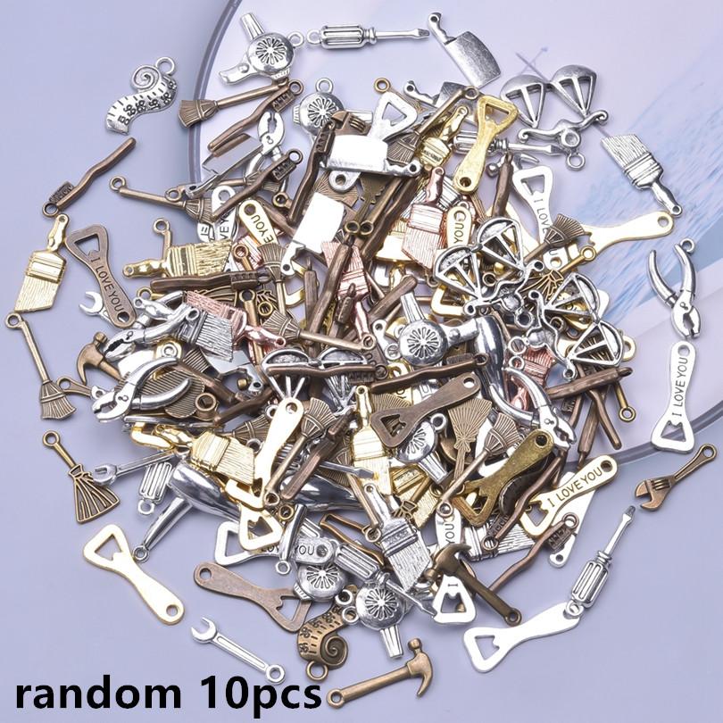 Metal Tool Brush Wrench Pliers Saw Random Mix Charms For Jewelry Making Supplies 10/20/30/50pcs Wholesale Pendant Charm Material
