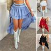 European and American Cross-Border Foreign Trade Women Clothes Spring Summer Leisure Bohemian Vacation Solid Pleat Patchwork Half-Length Skirts