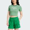 Adidas Originals Badge Slim 3-Stripes T-Shirt Comfortable Versatile Round Neck Short Sleeve Women Tops Green IY5238