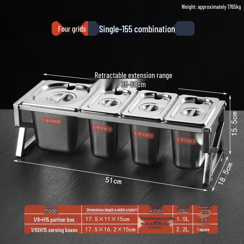 Stainless Steel 4-Compartment Food Pan Base Stand