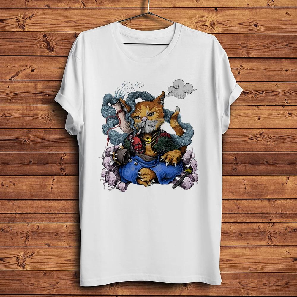Red Crowned Crane Tiger Cat Funny Anime TShirtUnisex Homme Short Sleeve TeeUnisex Unisexga TShirt StreetwearBreathable Print