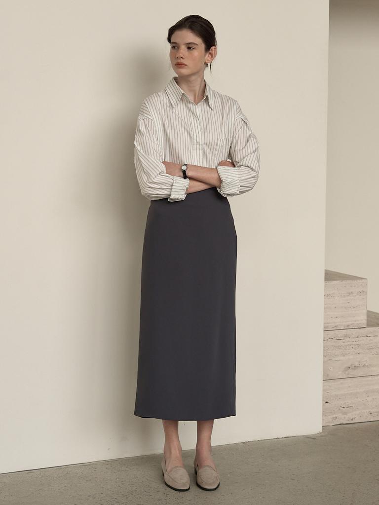 Mommet Noah Slit Maxi Skirt Charcoal
