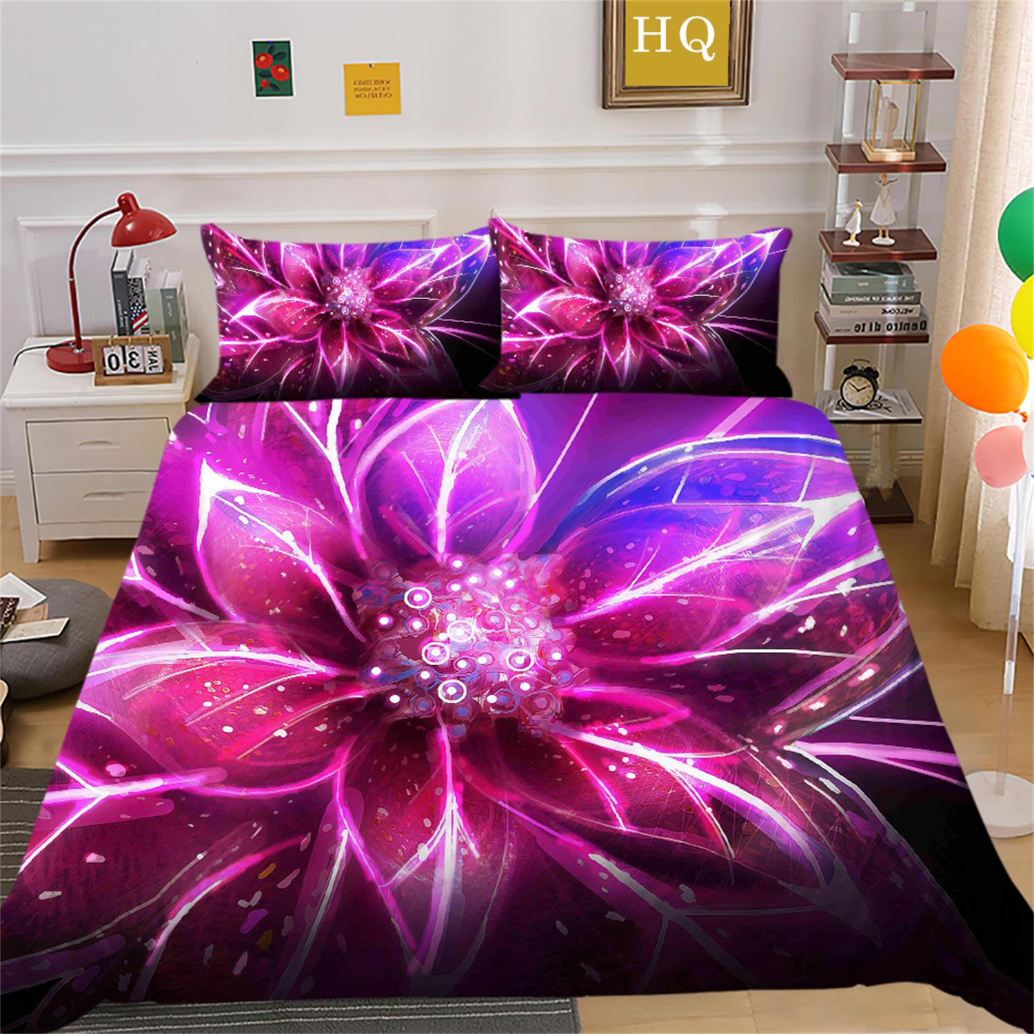

3D Romantic Series Home Bedding Set Bedroom Flower Bedding Set Duvet Cover Pillowcase AU King 240x270 Extra Large Home Decoration Baby 100x135cm
