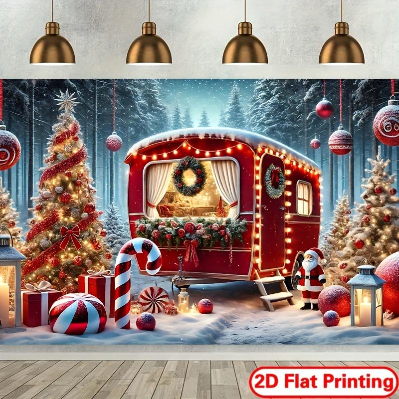 1pc Christmas Camping Car Polyester Backdrop Flag, Multipurpose Indoor/Outdoor Photography Backdrop, Universal Size