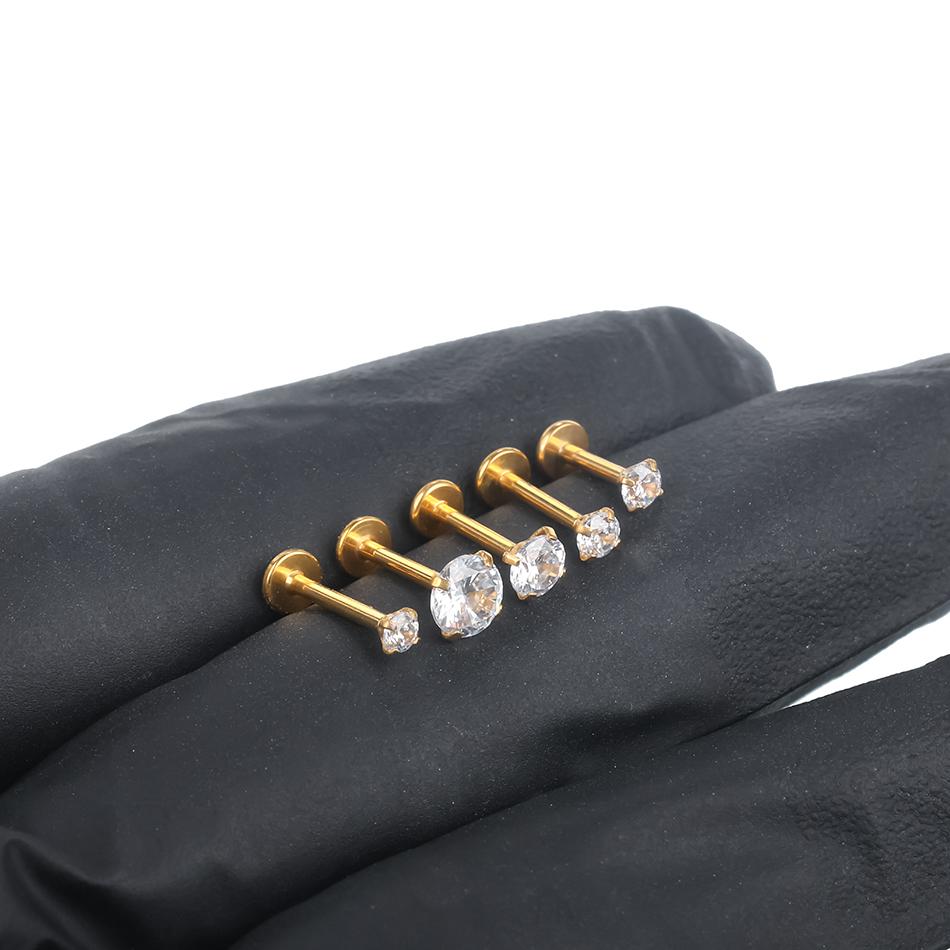 1pcs ASTM F136 Titanium Labret Piercing 2/3/4/5mm Zircon Ear Cartilage Tragus Lobe Helix Stud Earrings Piercings Body Jewelry