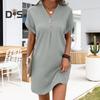 Women's Summer Shirt Dress Casual V-Neck Short Sleeve T-shirt Dress Beach Vacation Mini Shift Sundress