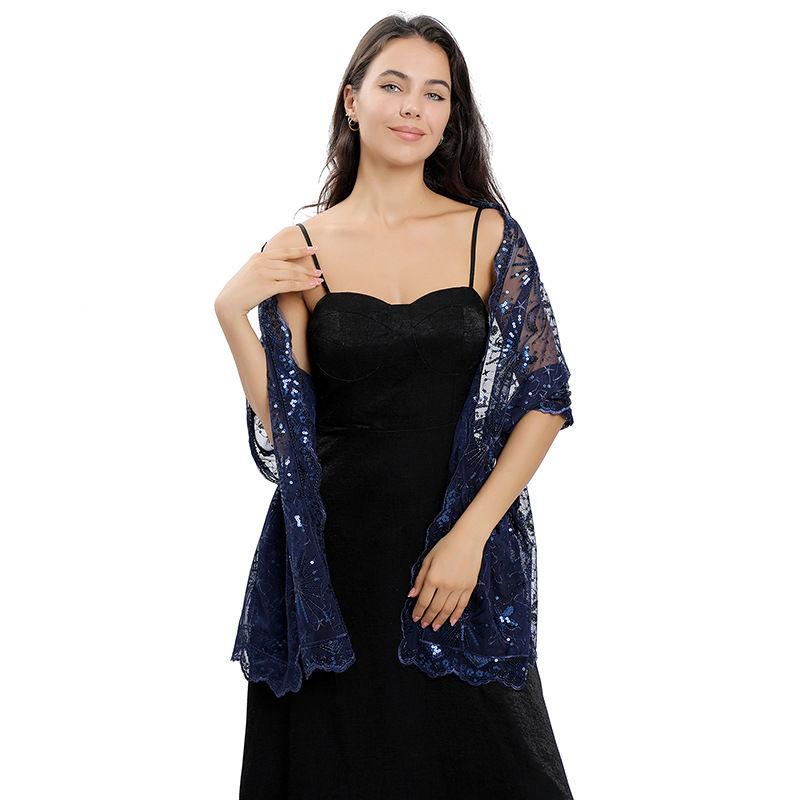 Bühnenparty Bestickter Schal Damen Pailletten-Schal Kleid Stern Mond Dinner-Schal