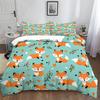 Fox Print Duvet Cover Set for Kids Boys Girls Cartoon Fox 3D Animal Theme Quilt Cover Bedroom Decor 2Pcs Bedcloths Single Size
