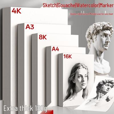 Set di Carta da Schizzo 8K e 4K per Studenti d'Arte - Fogli Bianchi da Disegno A3 e A4 per Schizzi a Mano e a Matita