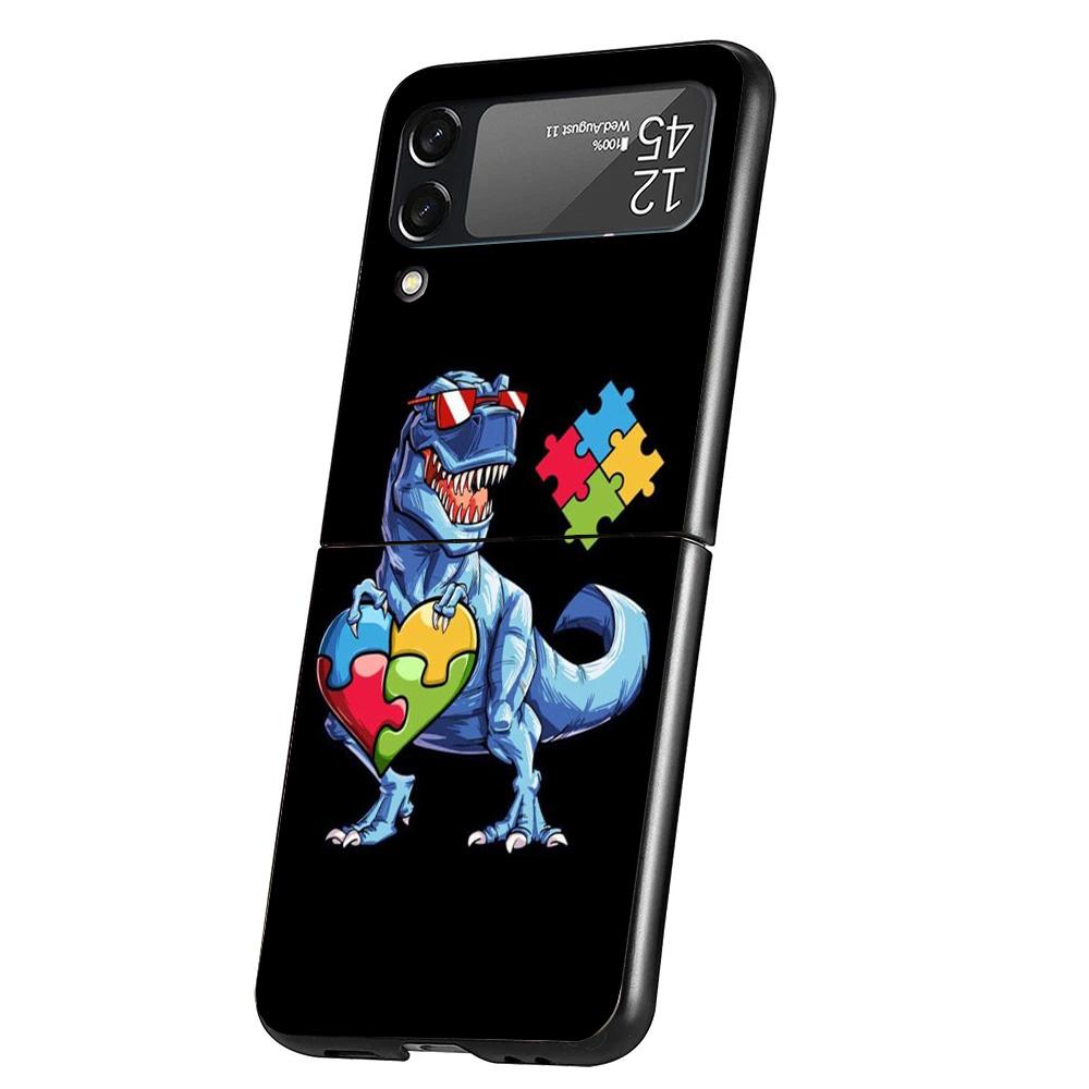 

Autism Support Puzzle Cover Phone Case For Samsung Galaxy Z Flip 7 6 5 4 3 5G Flip7 Flip6 Flip5 Flip4 Flip3 Black Fundas Shell G Samsung Z Flip 4