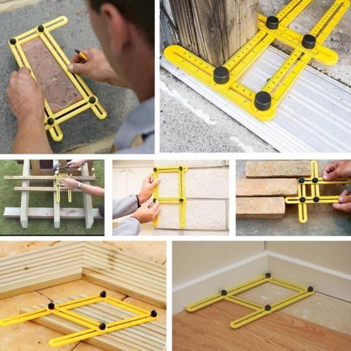 Outil de mesure - Angle-Izer - Multi-Angle - Jaune - Mesure d'angle et niveau - Polyvalent