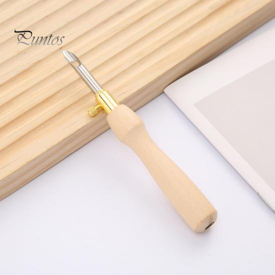 Embroidery Needle Wooden Handle Embroidery Punch Needle Pen Weaving Tool for DIY Craft Stitching Applique