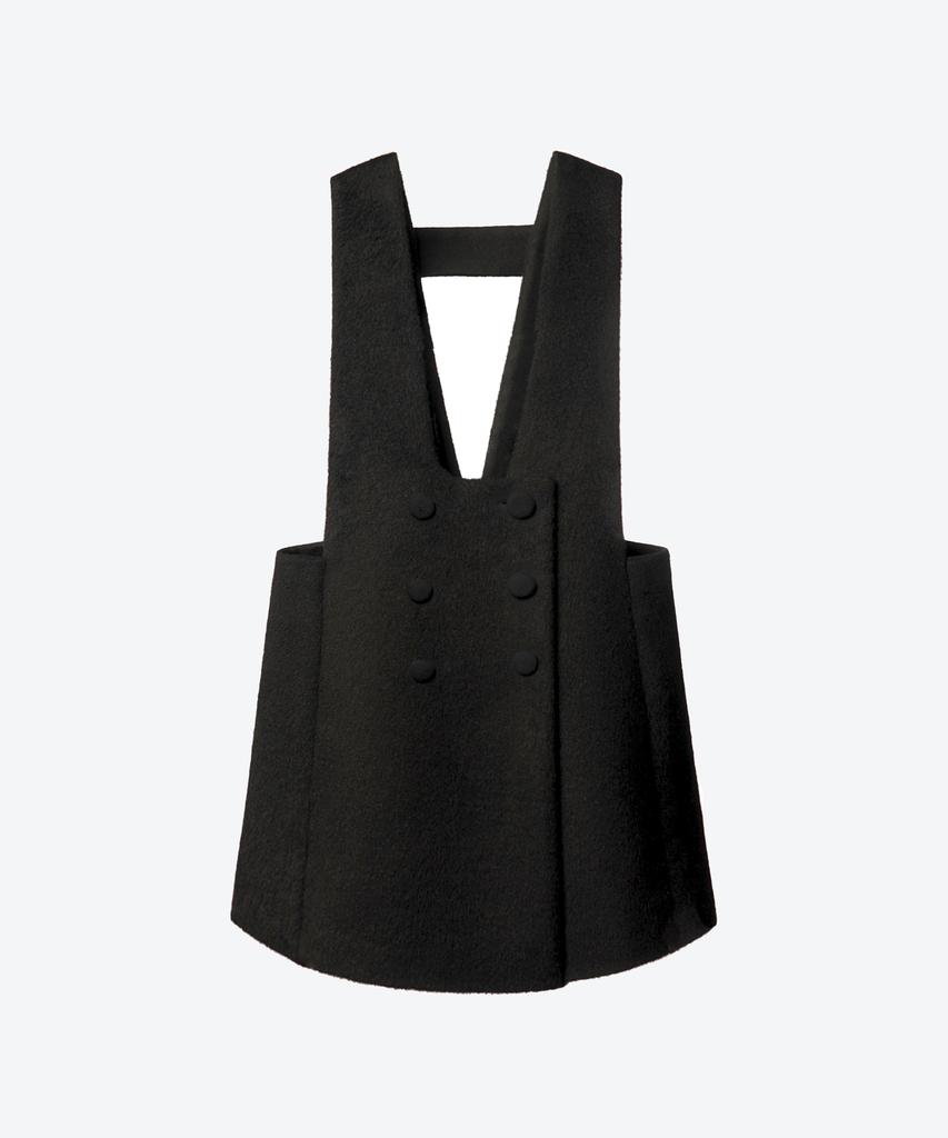 Untage Wool Trapeze Mini Dress (Black)_Uws-Ss22