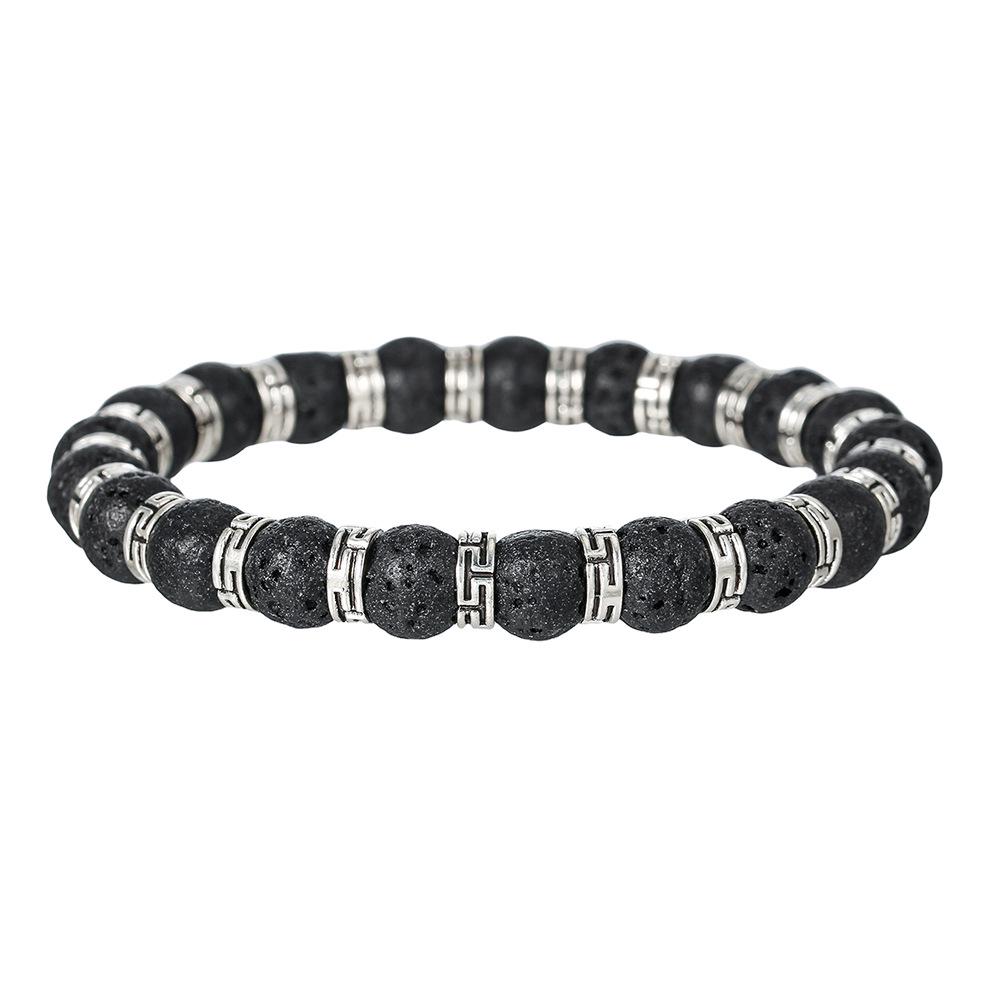 Volcanic and Black Iron Stone Couple Bracelets - Shining Gemstone Style.