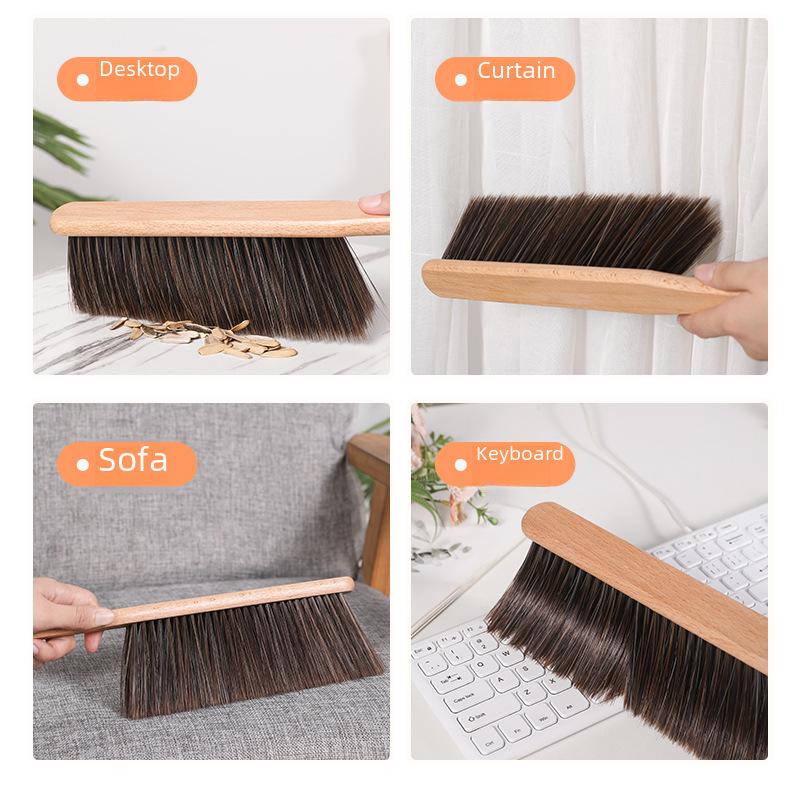 Weichborsten-Besen aus Buchenholz - Langer Stiel, Antistatischer Staubentferner für Schlafzimmer, Sofa und Bett.