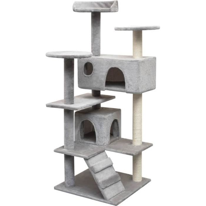 VidaXL Arbre à chat avec griffoirs en sisal 125 cm Gris