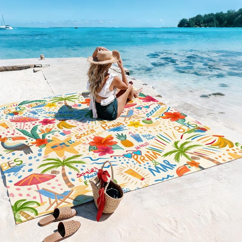 1pc Beach Blanket Waterproof Sandproof Oversized Large Beach Mat Quick Drying&Compact&Lightweight Picnic Mat Vacation Essentials