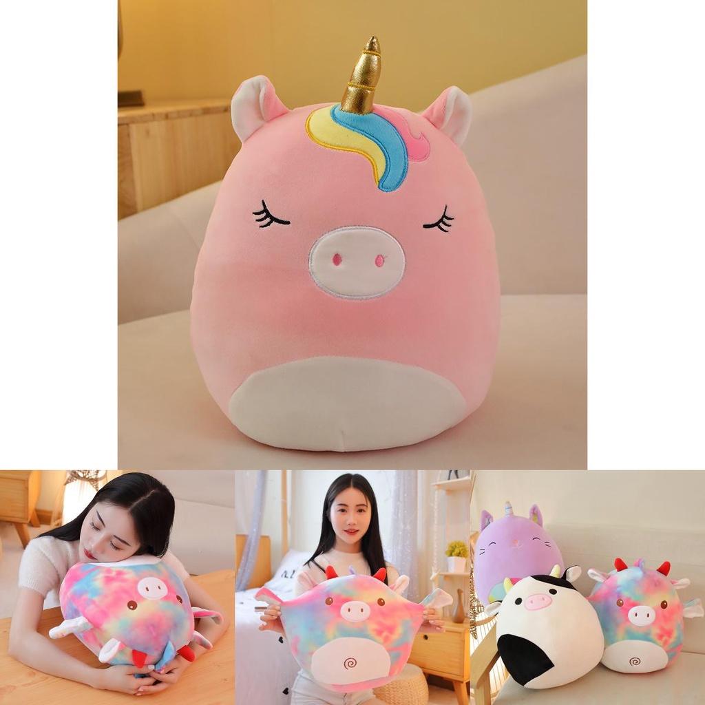 Cute Unicorn Plush Toy Bat Pillow For Kids Rainbow Pig Cat Cow And Bat Designs 35cm
