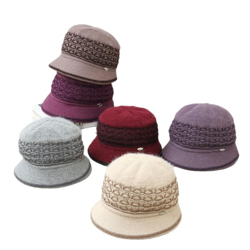 Autumn and Winter Hat for Women with High End Temperament Mother Hat Fashionable Versatile Knitted Hat Windproof Ear Protection Warm Hat