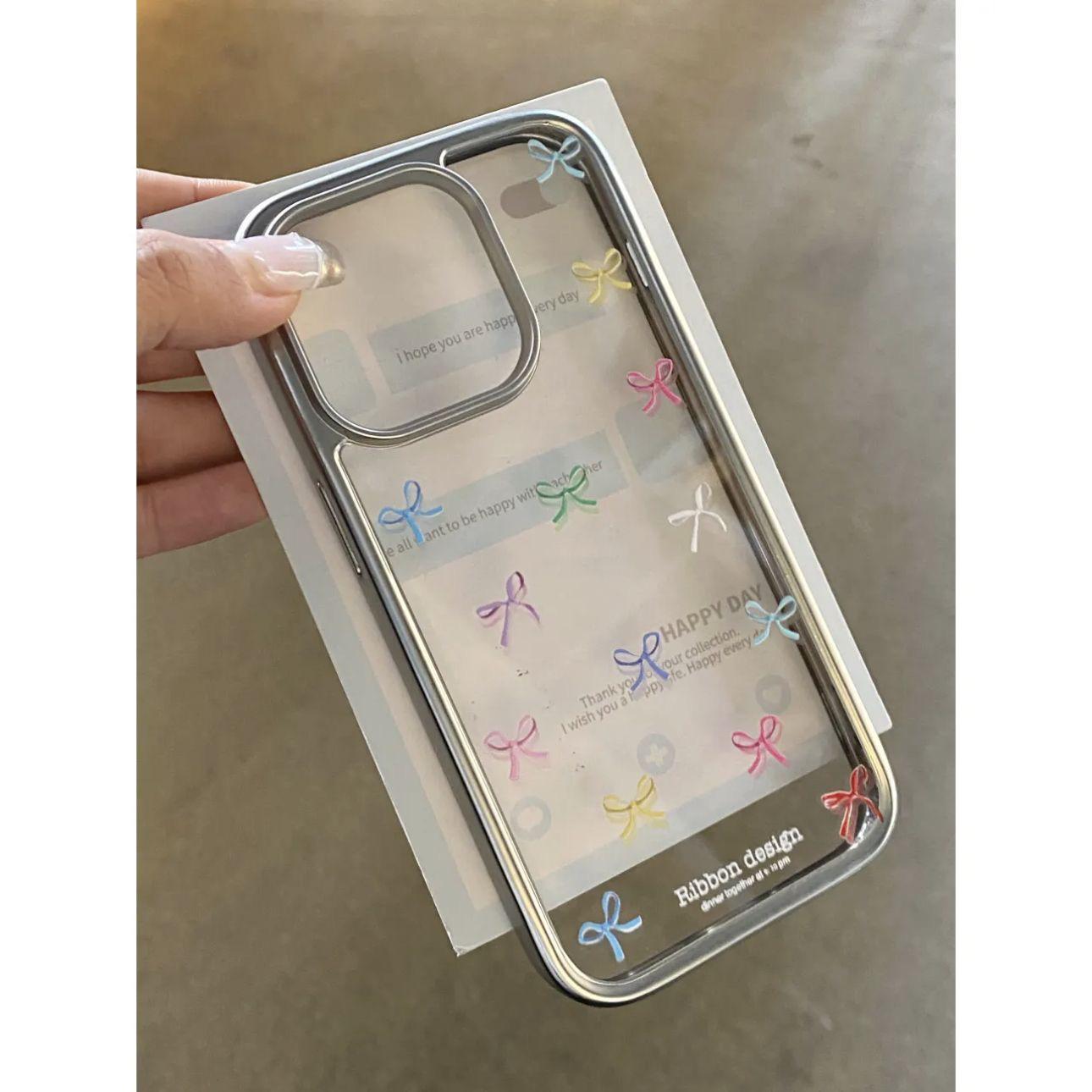 

Electroplated Colored Bow Case for iPhone 16 Pro Max and Apple 14 iPhone X/XS