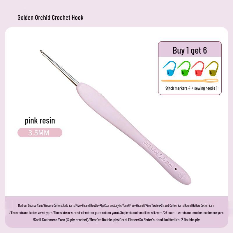 Soft Grip Resin Crochet Hook with Hand-Polished Stainless Steel Needle for Doll and Wool Knitting