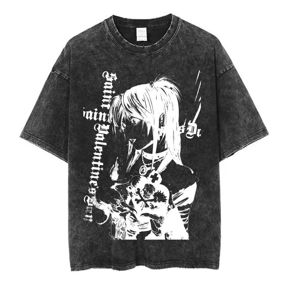Death Note Ryuk Yagami Light Vintage Washed T Shirt Oversized Women Men Cotton Tshirt Fashion Short Sleeve Tshirts Streetwear