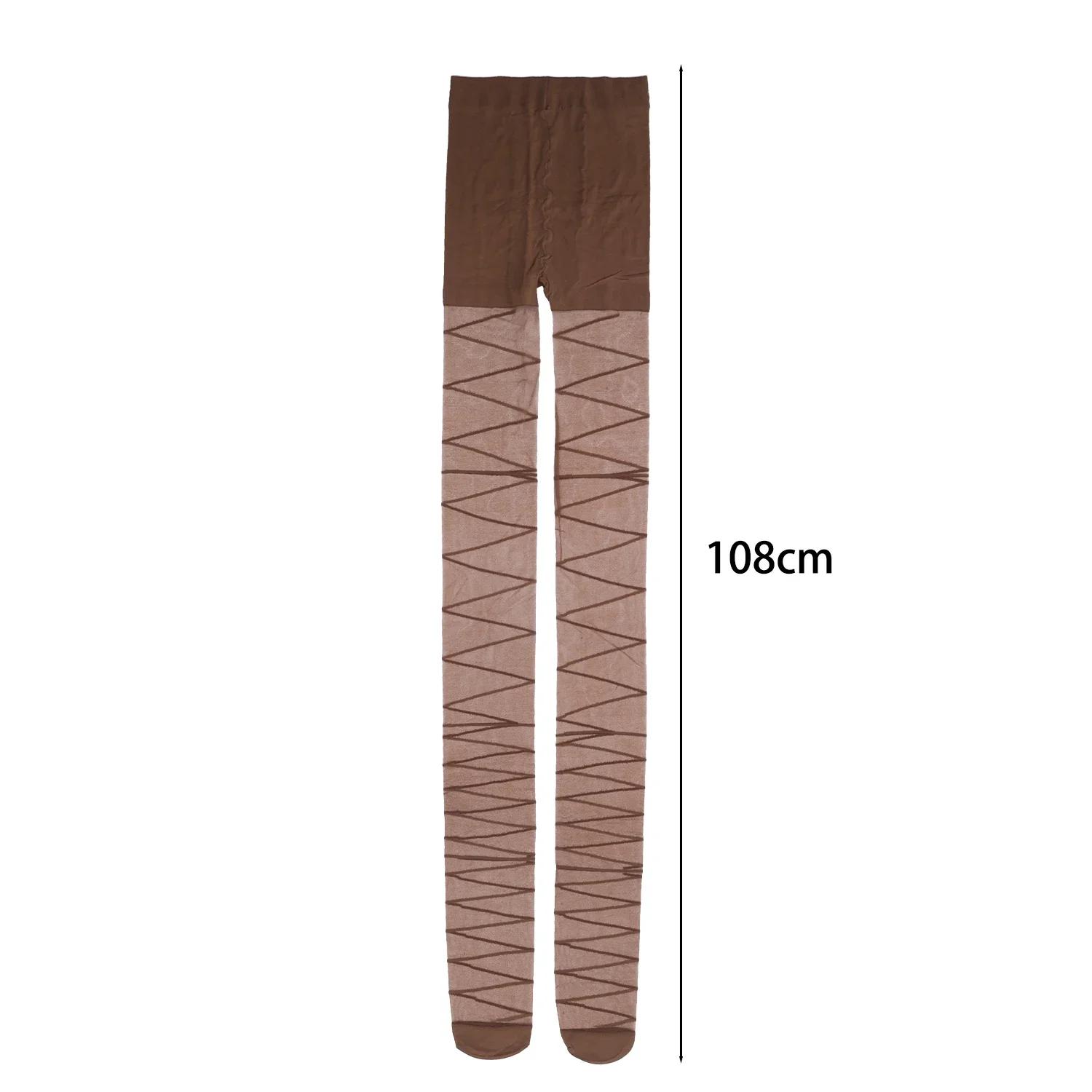 

Women Sexy Irregular Striped Tights Semi-Sheer Footed High Stockings Pantyhose Y2K Girls High Waist Body Pantyhose Black Brown High Quality One Size