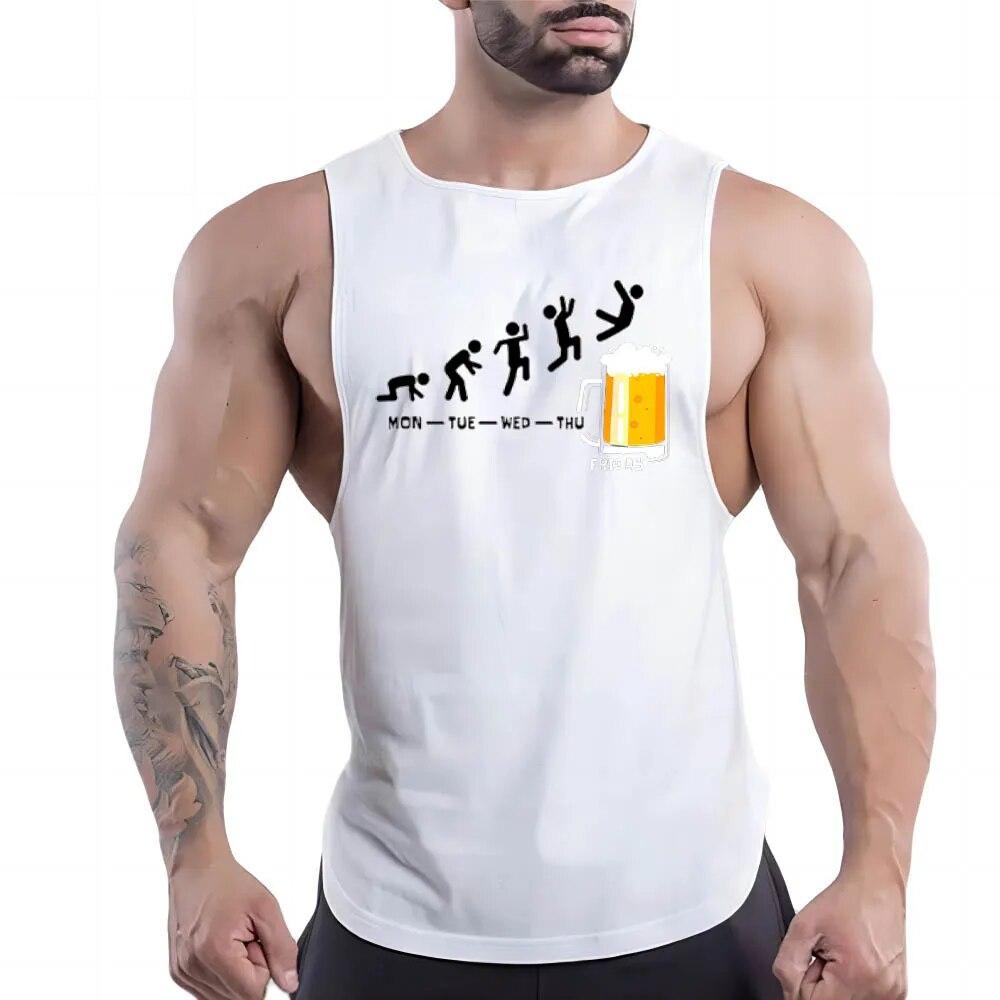 Pánská ležérní sportovní vesta Four Seasons s kulatým výstřihem, kreativní grafikou, 2D potiskem, jednoduchá móda, prodyšné tílko bez rukávů