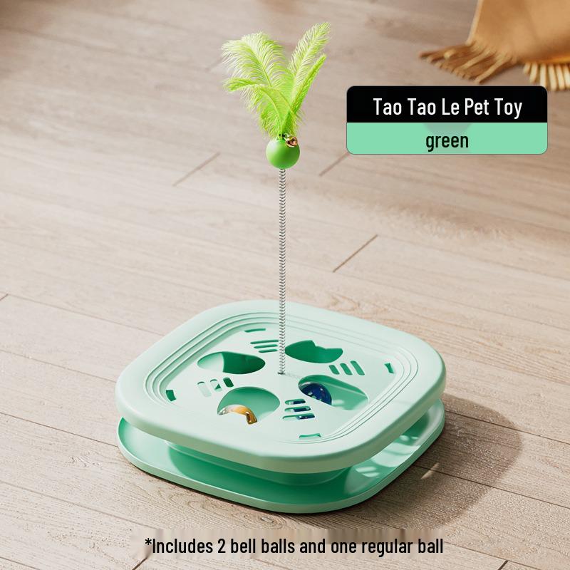 Interactive Cat Digging Tray with Feather and Bell Teaser Stick for Play and Relaxation Cat Toy