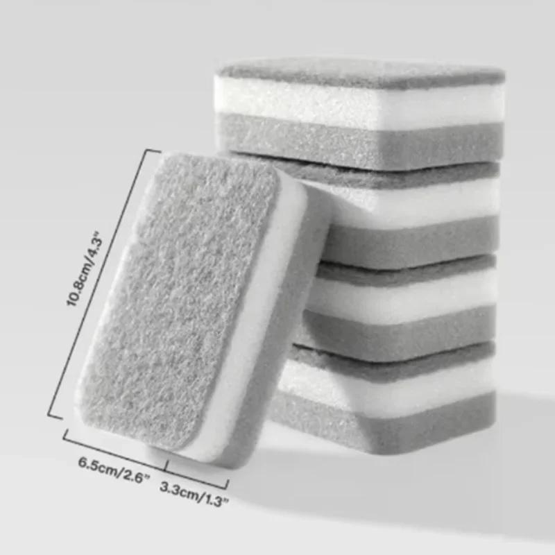 Gray Double-sided Cleaning Sponges Pan Pot Cleaning and Maintenance Washing Sponges Household Scouring Pad Kit Tools Brush