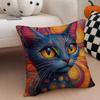 Simple Casual Prints Of The Strange Cats Cushion Cover Linen Pillow Case Soft Breathable Protective Couch Room Decoration