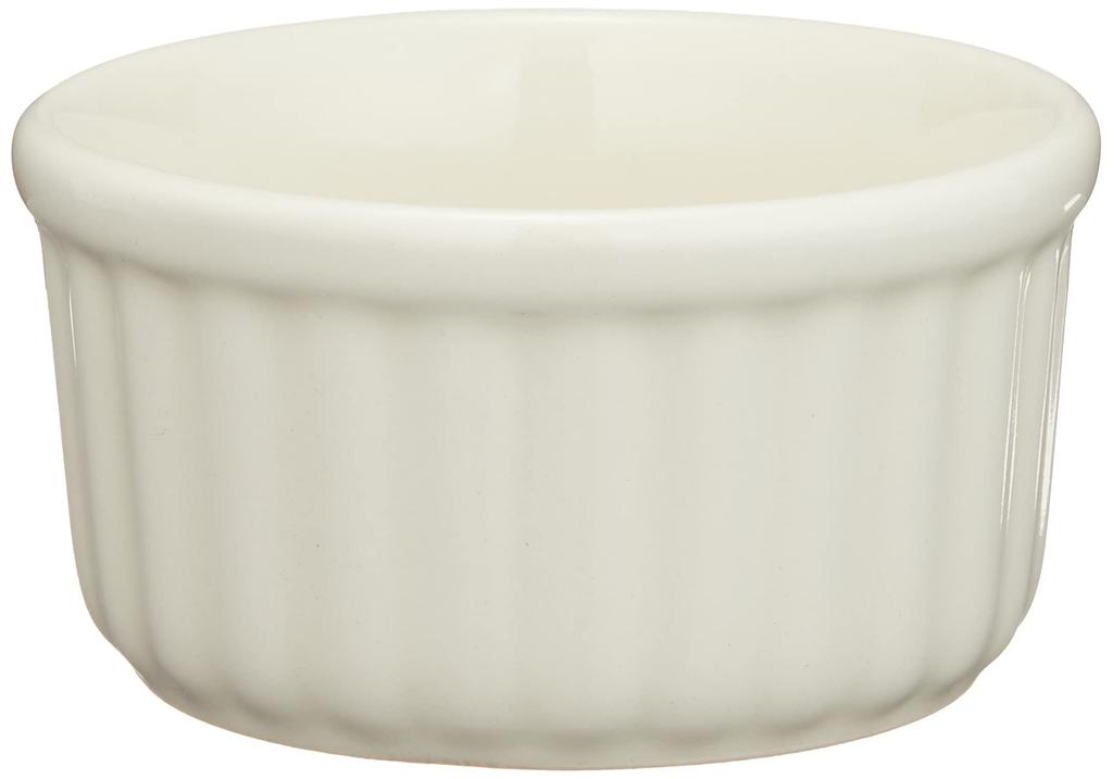 Banko Ware Oven-Safe Soufflé Cocotte (Small) Plates, Set of 2, White Vertical Stripes, Approx. 9cm Diameter, Microwave Safe, 06578-2