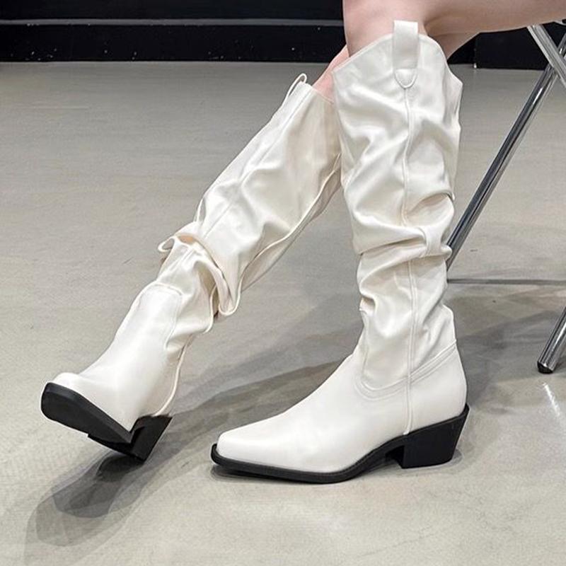 Fashion High Boots for Women Suede Pointed Toe Designer Shoes Mid Heels Fashion Pumps 2025 Winter New Chelsea Boots Femme Zapatillas