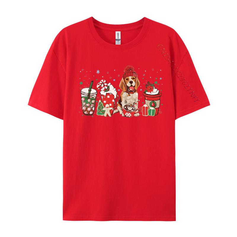 Beagle Dog Lover Merry Christmas Tshirt Graphic Print Tops Unisex Hip Hop Tee Clothes T Shirt Street Cotton Tshirt