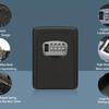 Secure & Spacious Wall-Mounted Key Safe - Waterproof, Weatherproof Metal Lock Box with 4-Digit Combination for Home Keys, Easy Install, Black