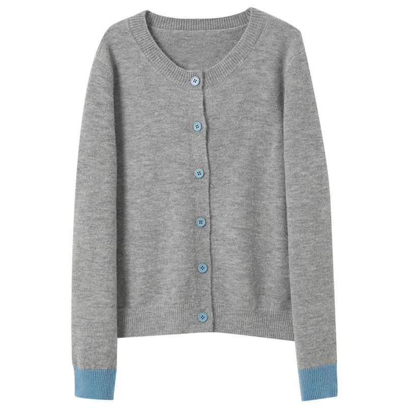 Sancai Plus Size Round Neck Knit Cardigan