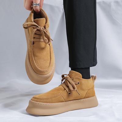 Sapatos masculinos com cadarço, novos sapatos masculinos de outono, botas masculinas de cano alto, sapatos de couro para motocicleta, botas confortáveis para lazer ao ar livre