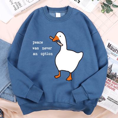 Peace Was Never An Option Clothing Man Loose Crewneck Hoodie Autumn Fleece Warm Menswear New Hoody High Quality Sweatshirts