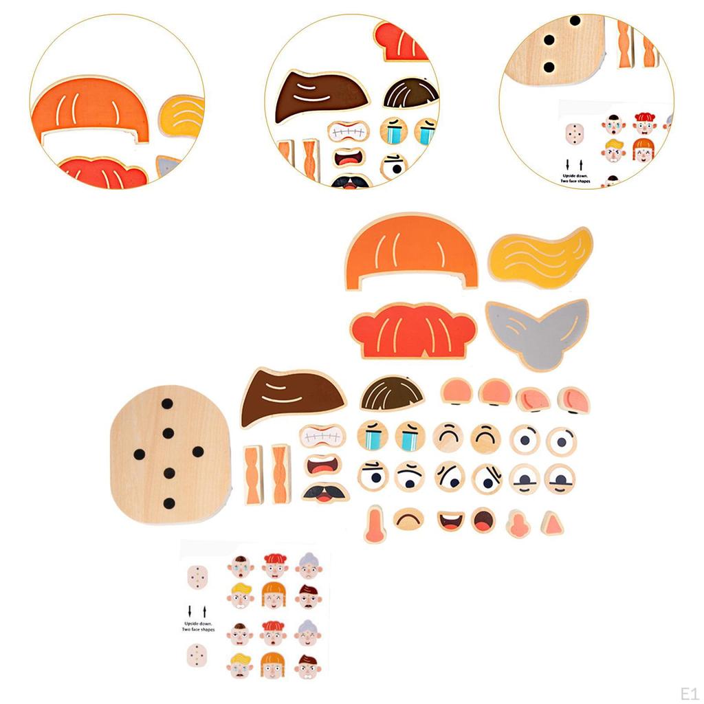 Face Change Blocking Puzzle, Wooden Educational Toy, Development Toys for 36 Months And More