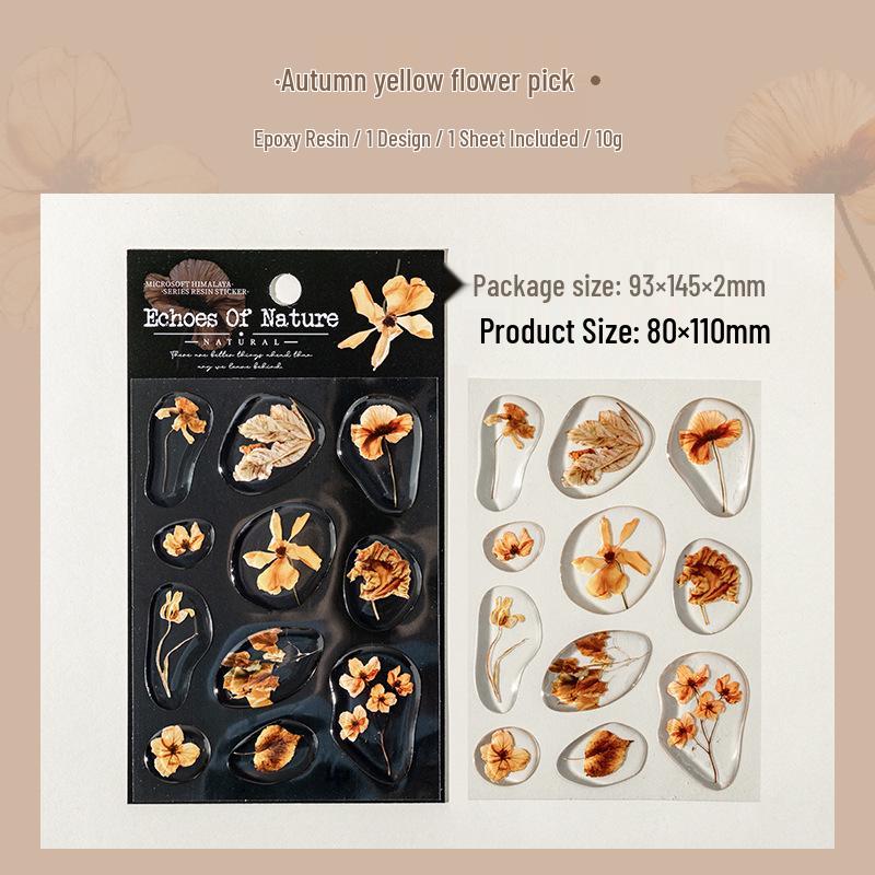 Echoes of Nature: Tomato Sauce Girl Dried Flower Resin Stickers - 6 Designs for Journals & Collages