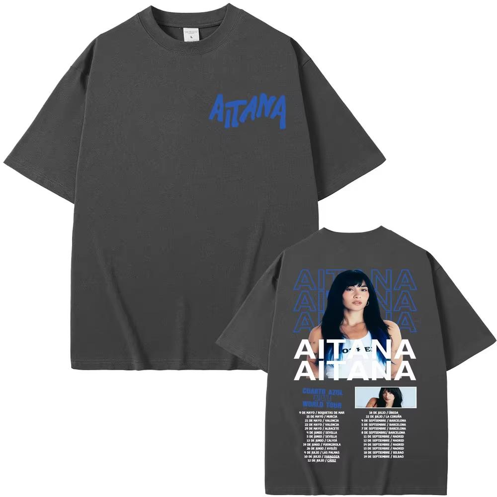 Singer Aitana Cuarto Azul World Tour Graphic T Shirt Unisex Women Fashion Aesthetic High Street T Shirts Casual Cotton Tshirt