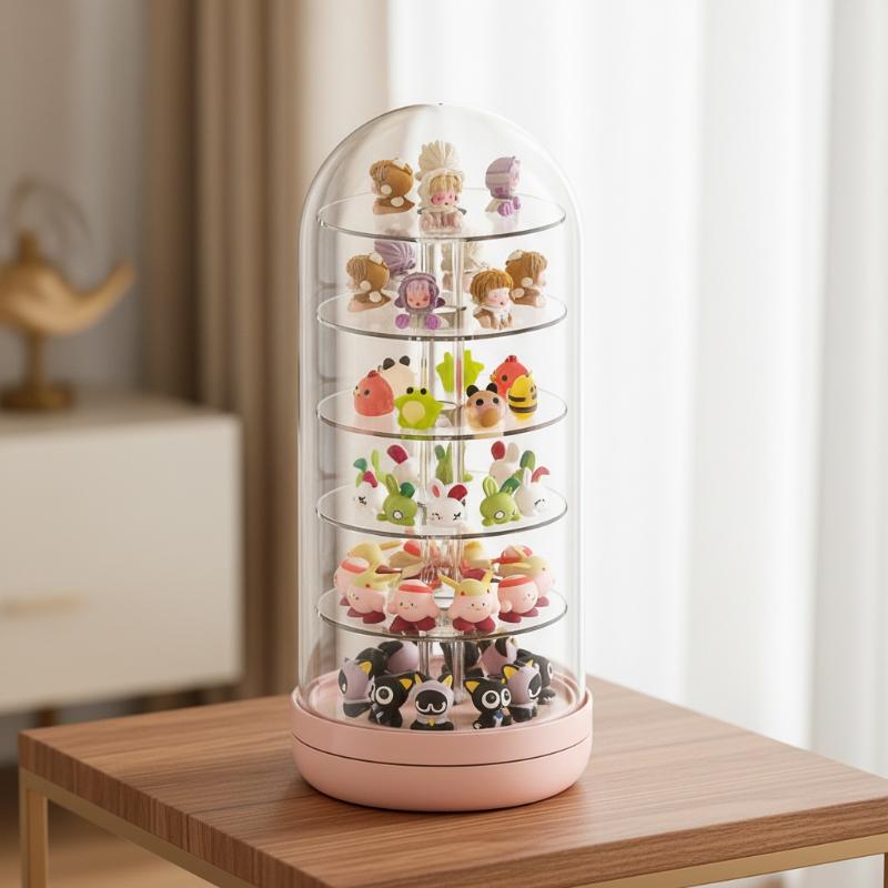 Transparent Rotating Box Display Box - Multi-Layer Large Capacity Storage With Cover, Desktop Shelf For Hand Models