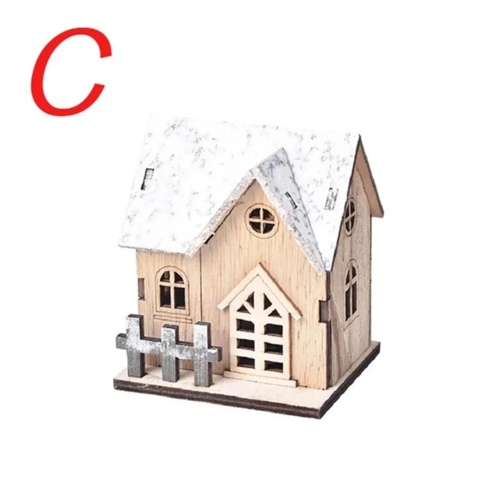 2pcs Christmas LED Light Wooden House Luminous Cabin Merry Christmas Decorations for Home DIY Xmas Tree Ornaments Kids Gifts